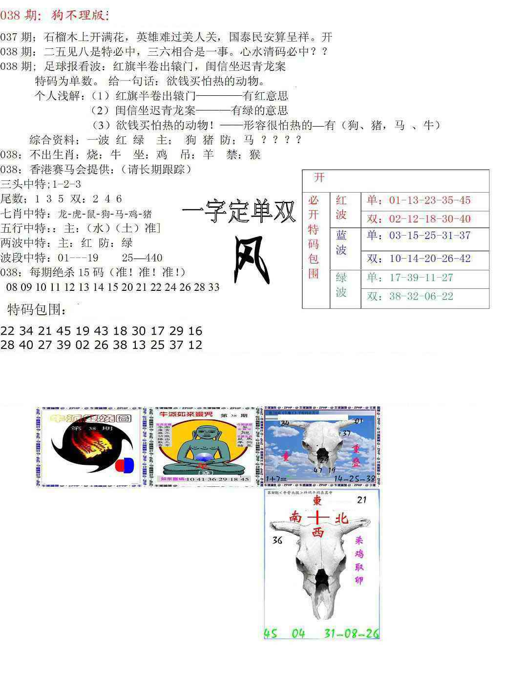 038期狗不理特码报[图]